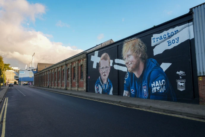 Street art Ed Sheeran at Portman Road